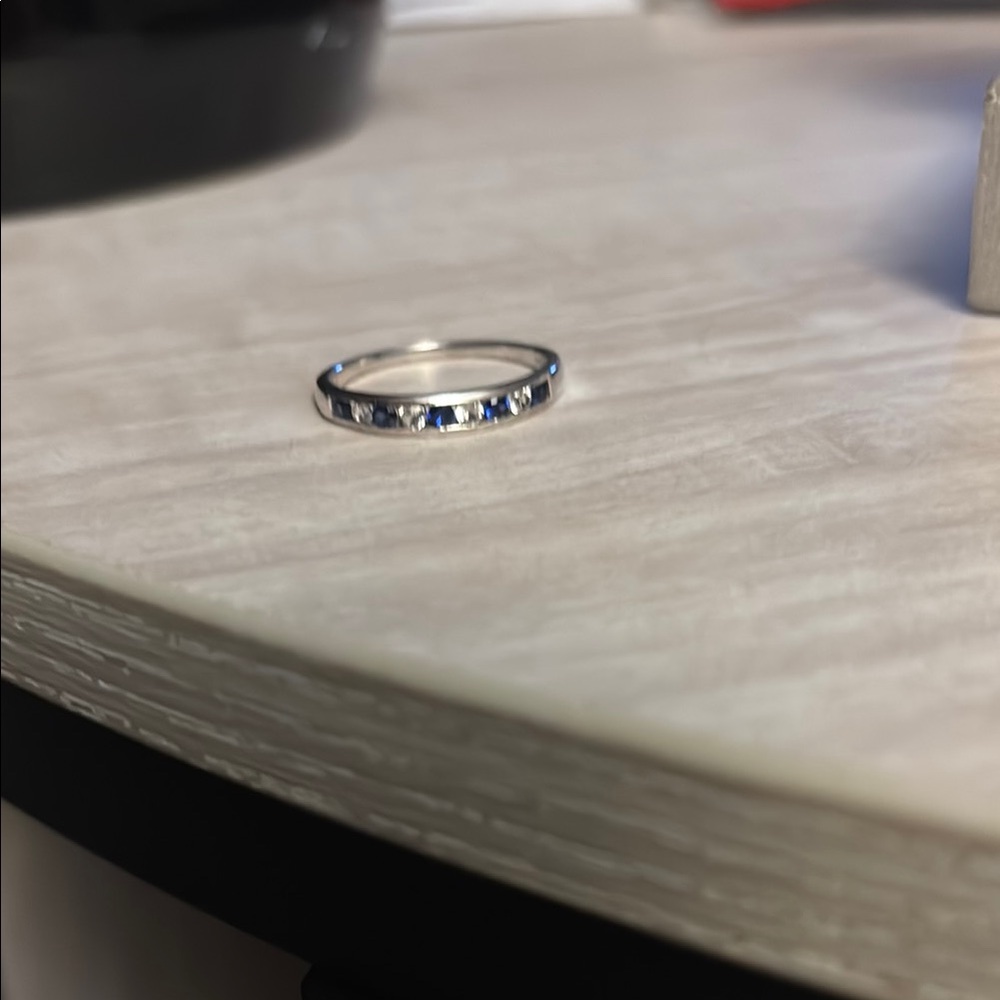 Elegant Blue and White Sapphire Ring